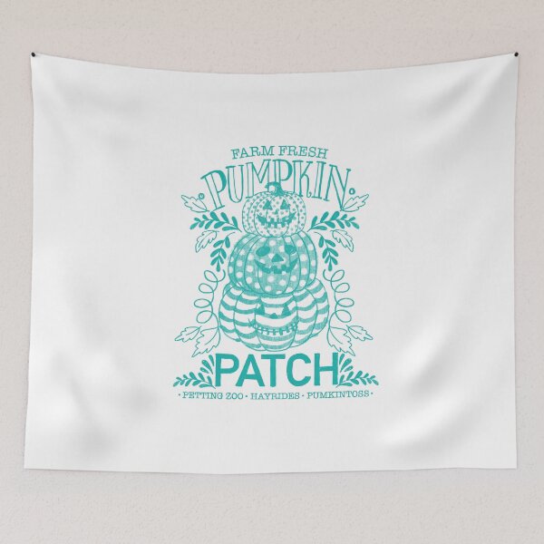 Item preview, Farm fresh pumpkin patch teal, Halloween collection  designed and sold by Lillieoandco.