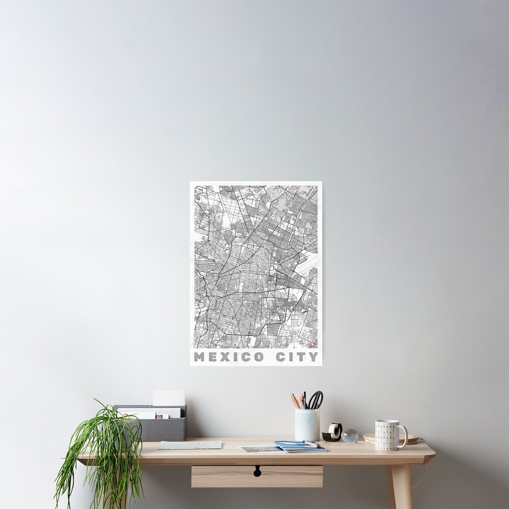 Mexico City Map Line Poster