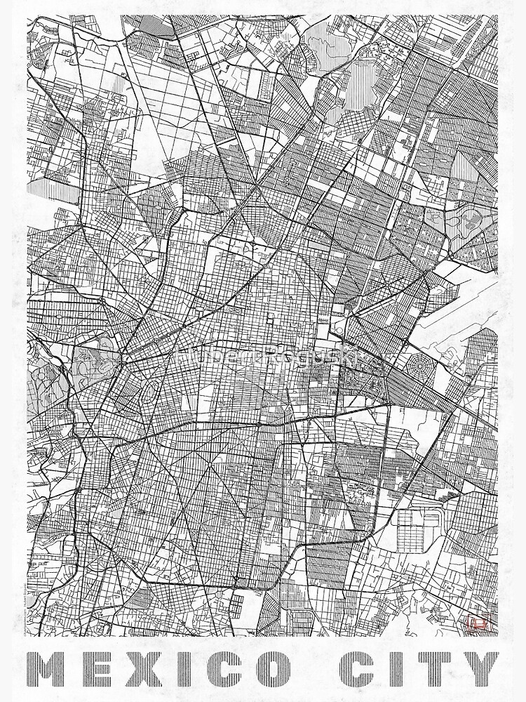 Thumbnail 3 of 3, Poster, Mexico City Map Line designed and sold by HubertRoguski.