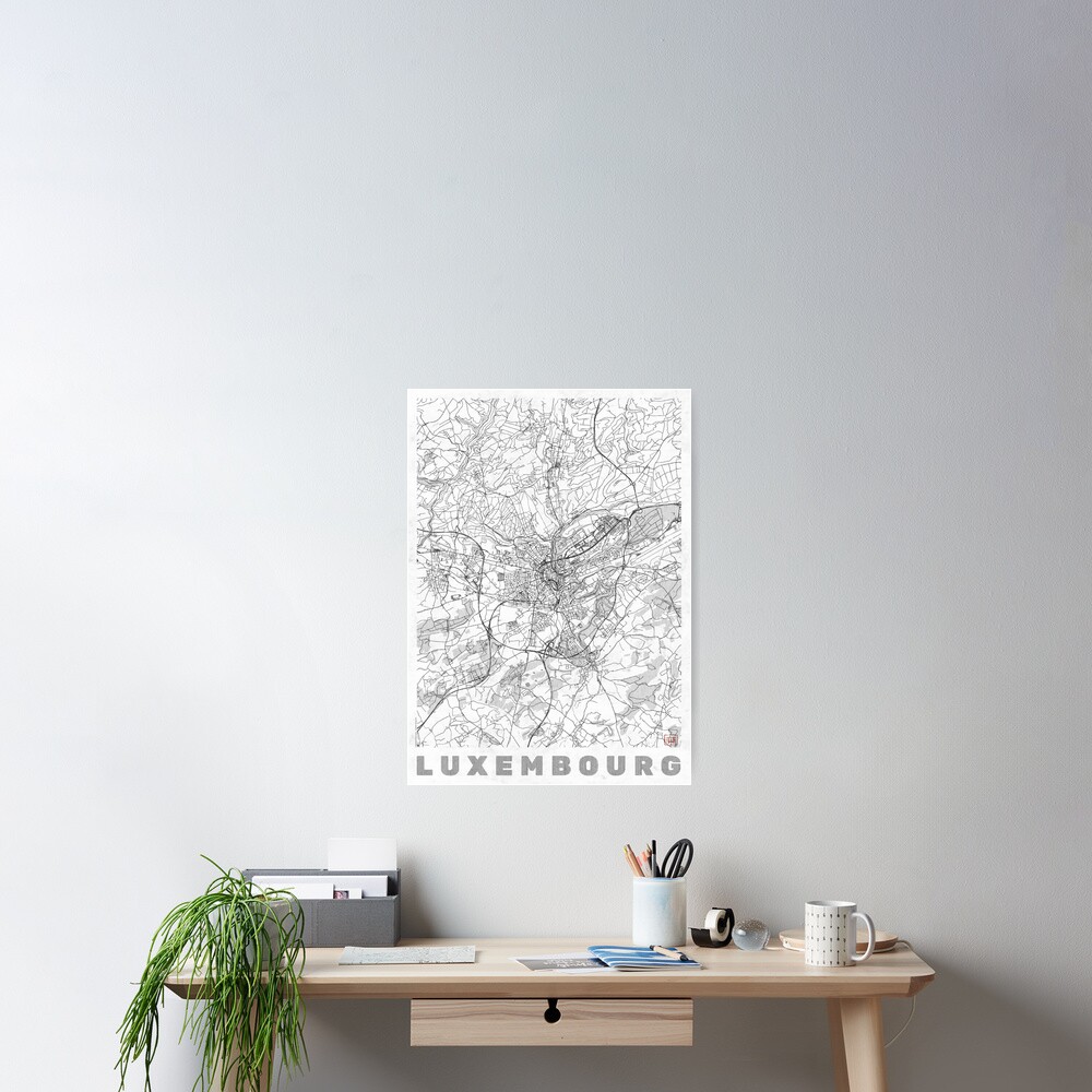 Luxembourg Map Line Poster