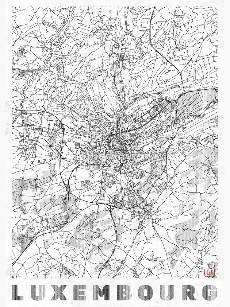 Luxembourg Map Line by HubertRoguski