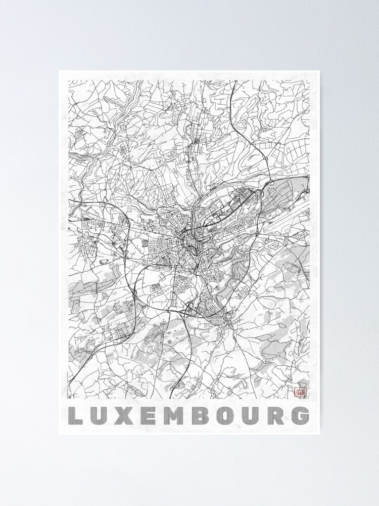 Alternate view of Luxembourg Map Line Poster