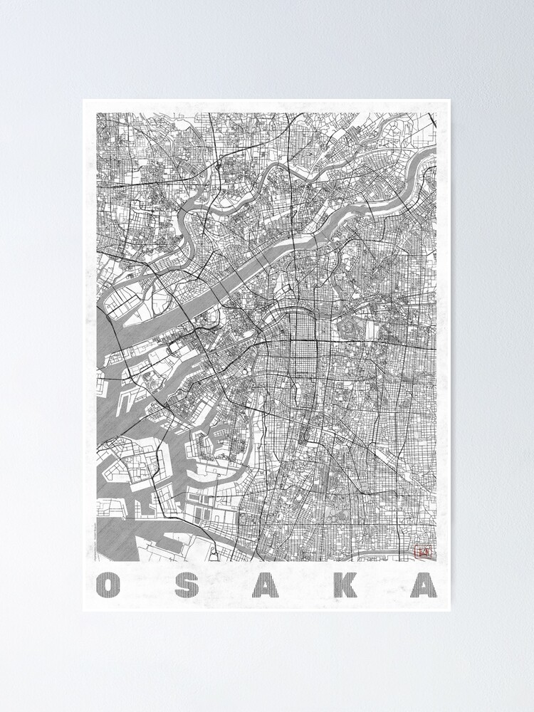 Alternate view of Osaka Map Line Poster