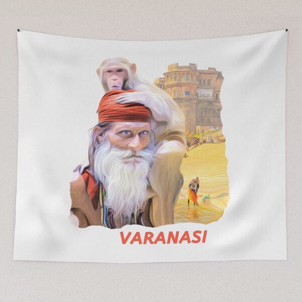 Item preview, Holy Man and Monkey Varanasi India designed and sold by VaranasiCulture.
