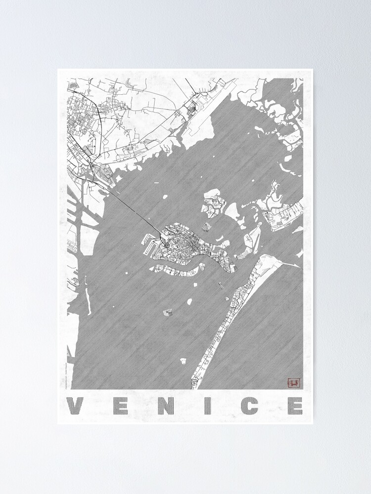 Alternate view of Venice Map Line Poster