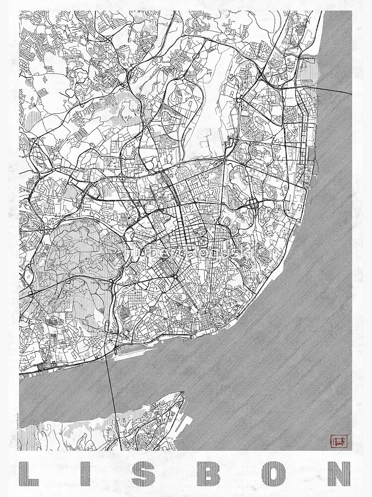 Lisbon Map Line by HubertRoguski