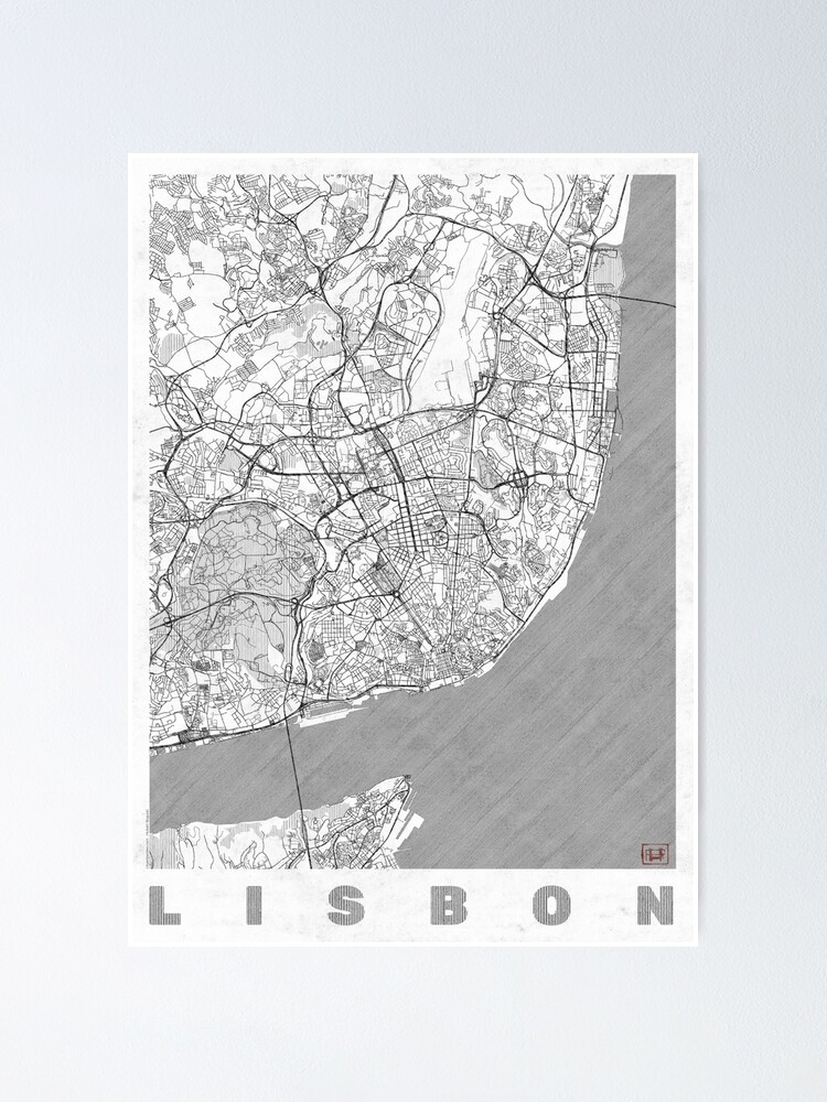 Alternate view of Lisbon Map Line Poster
