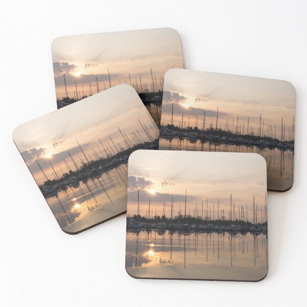 Item preview, Heavenly Sunrays - Peaches-and-Cream Sunrise with Yachts designed and sold by Georgia Mizuleva.