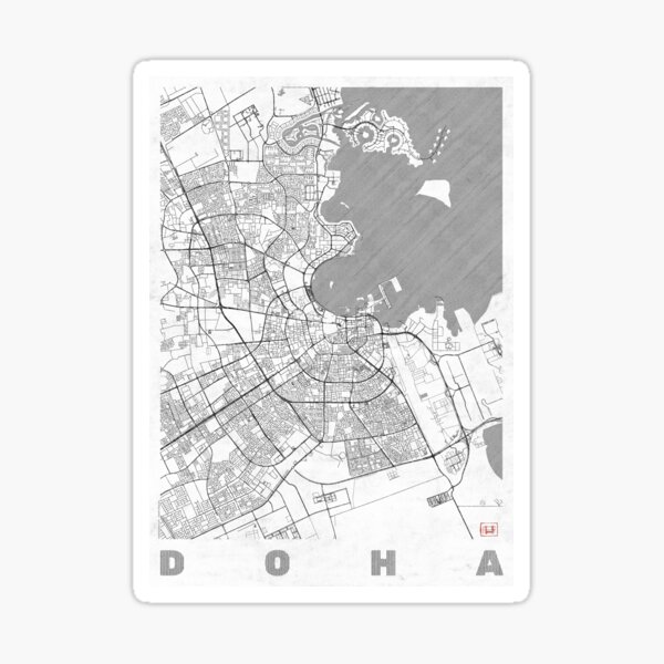 Línea del mapa de Doha Pegatina