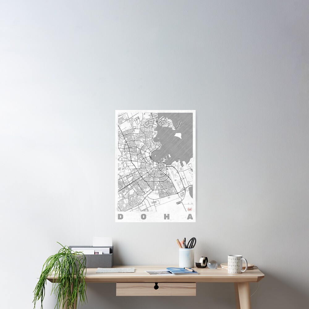 Doha Map Line Poster