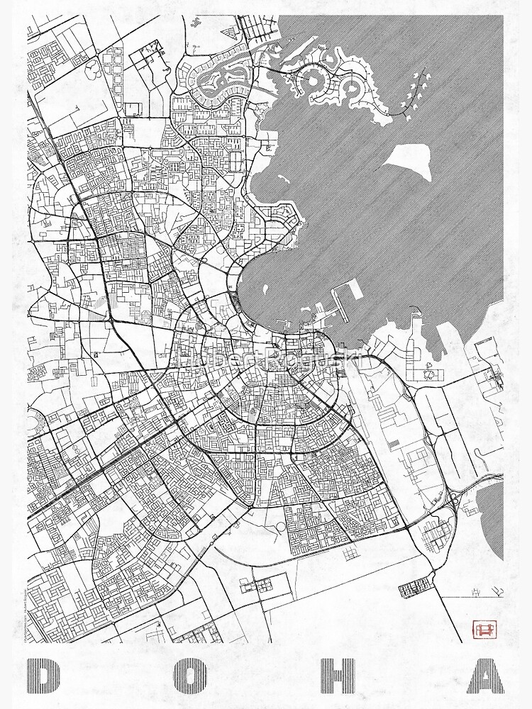 Doha Map Line by HubertRoguski