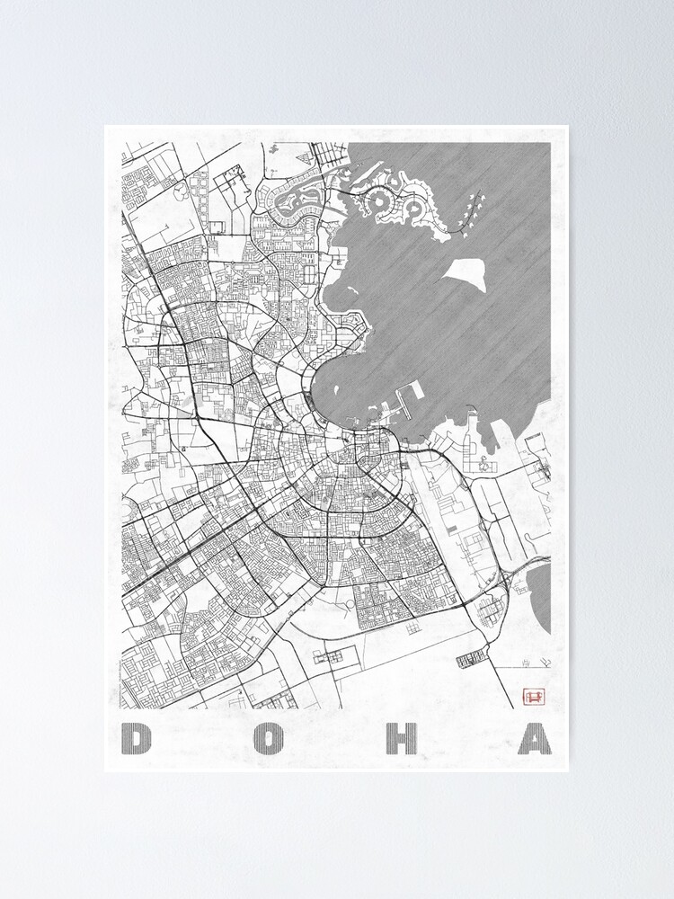 Alternate view of Doha Map Line Poster