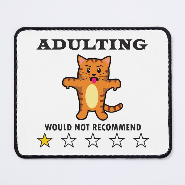 Item preview, ADULTING WOULD NOT RECOMMEND CUTE THUMBS DOWN CAT designed and sold by FlutteringWings.