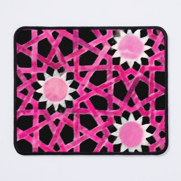 Item preview, PINK SUN Turkish Abstract Geometric Motifs Black Fuchsia Hexagons  designed and sold by BulganLumini.