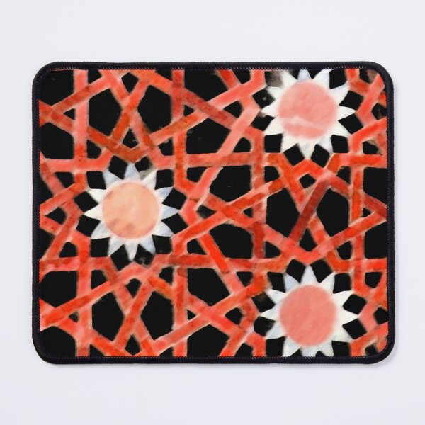 Item preview, RED SUN Turkish Abstract Geometric Motifs Hexagons in Black designed and sold by BulganLumini.