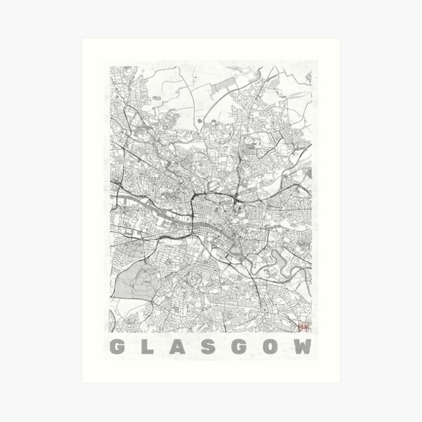 L Mina Art Stica L Nea Del Mapa De Glasgow De Hubertroguski Redbubble