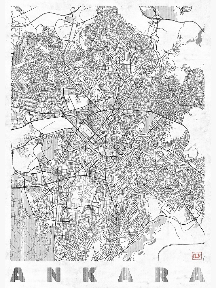 Thumbnail 3 of 3, Poster, Ankara Map Line designed and sold by HubertRoguski.