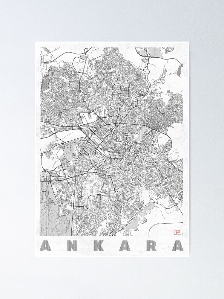 Thumbnail 2 of 3, Poster, Ankara Map Line designed and sold by HubertRoguski.