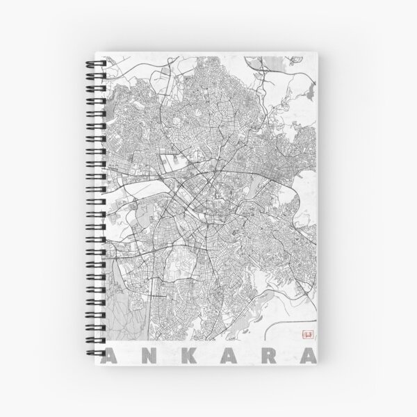 Ankara Map Line Spiral Notebook