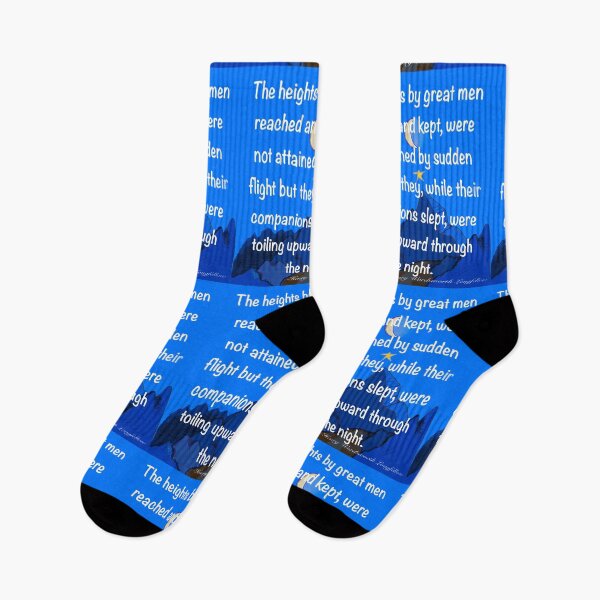 Item preview, Inspirational motivational affirmation quote on blue, The heights by great men reached and kept designed and sold by Artonmytee.