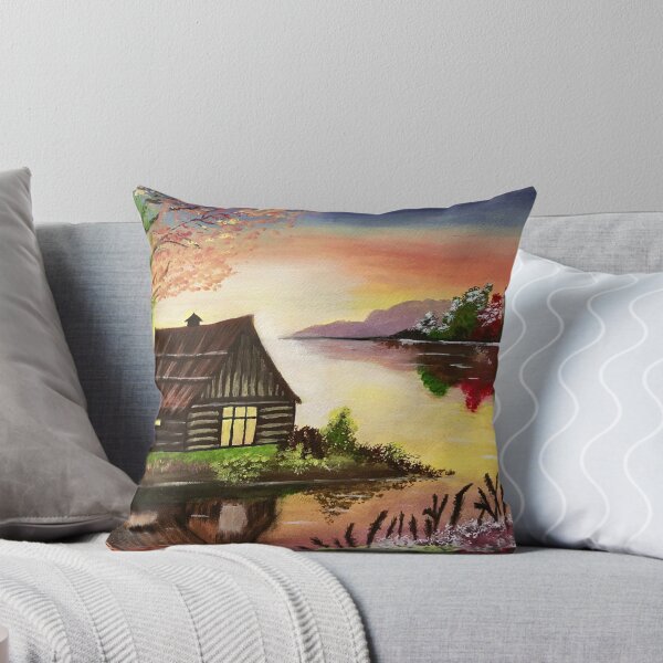 Item preview, Beautiful dusk lakeside view of a barn house designed and sold by NandyArts.