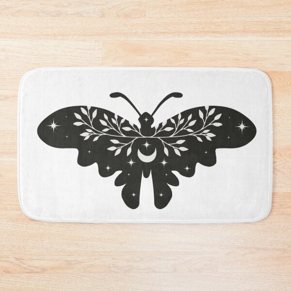 Item preview, Crescent Moon and Butterfly With Folk Art Wild Flowers and celestial stars minimal Nursery Colors designed and sold by Monica Laipple.