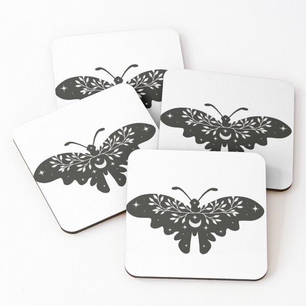Item preview, Crescent Moon and Butterfly With Folk Art Wild Flowers and celestial stars minimal Nursery Colors designed and sold by Monica Laipple.