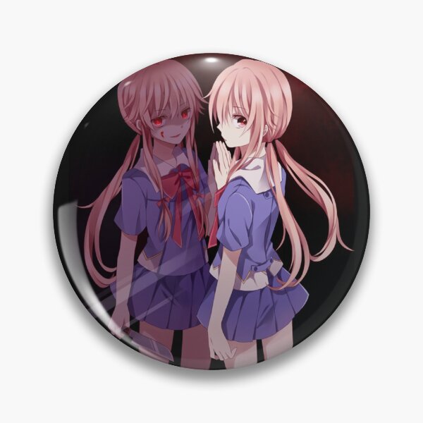 Angry Gasai Yuno Badge Future Diary Mirai Nikki Metal Brooch Soft