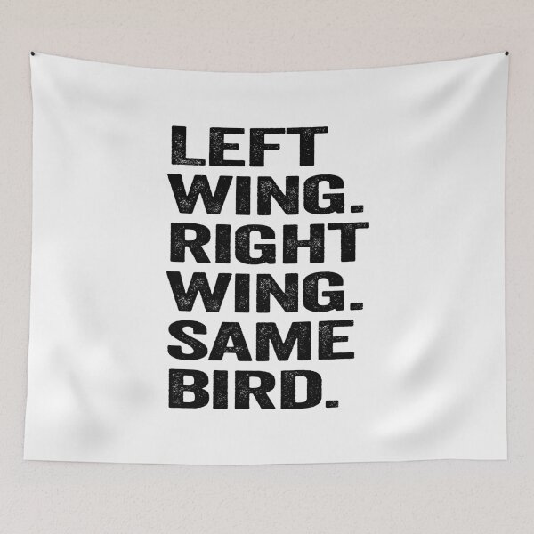 Item preview, Left Wing, Right Wing, Same Bird - Political Quote, Graffiti Art, Black and White designed and sold by CoolArtGeek.