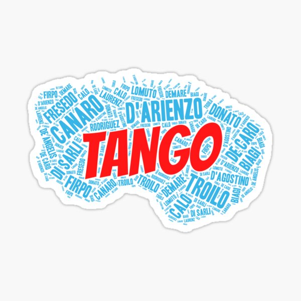 Argentine Tango Orchestras Printed on Blue Bandoneon Word Art Sticker
