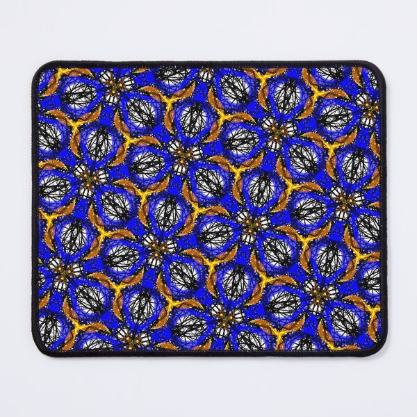 Blue yellow African print Mouse Pad
