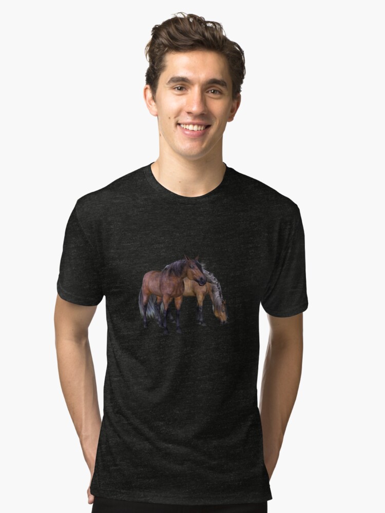 Alternate view of Horses in a misty dawn Tri-blend T-Shirt