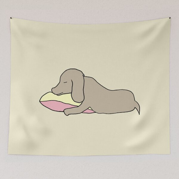 Item preview, Wiener Dog Sleeping on Pillow - Funny Dachshund designed and sold by ViewerEqualsPhoton.
