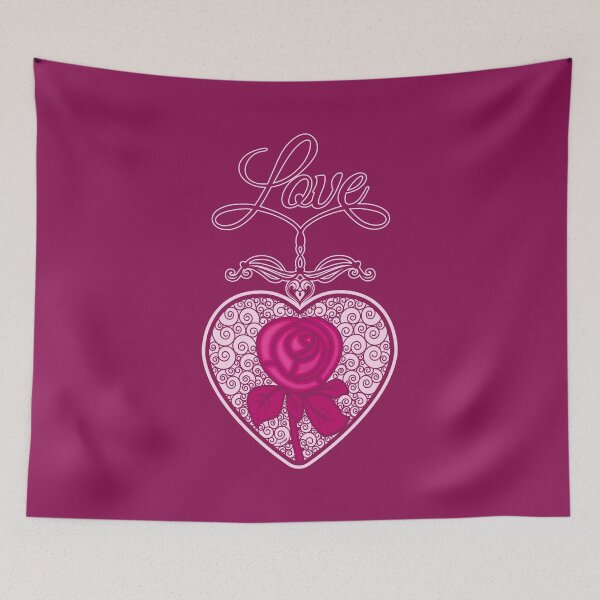 Item preview, LOVE HEART (Rose and Text) - Cerise designed and sold by ifourdezign.