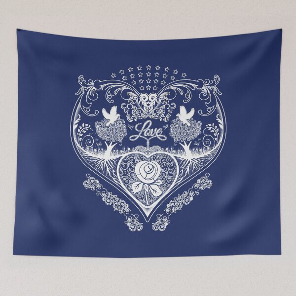 Item preview, LOVE HEART (Ornate) - Navy designed and sold by ifourdezign.