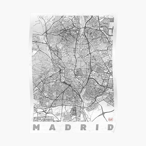 Madrid Map Line Poster