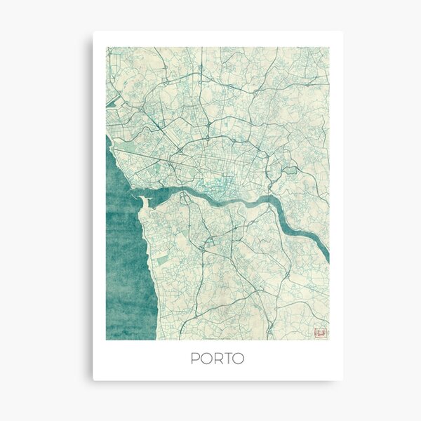 Aperçu de l'œuvre Carte de Porto Blue Vintage créée et vendue par HubertRoguski.