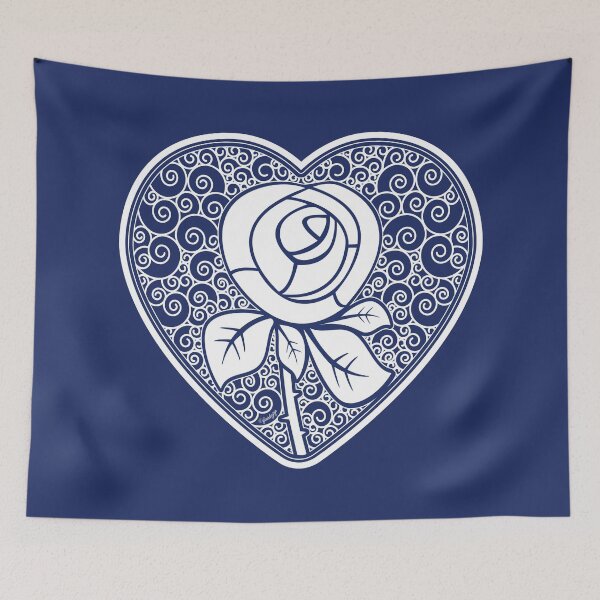 Item preview, LOVE HEART (Rose) - Navy designed and sold by ifourdezign.