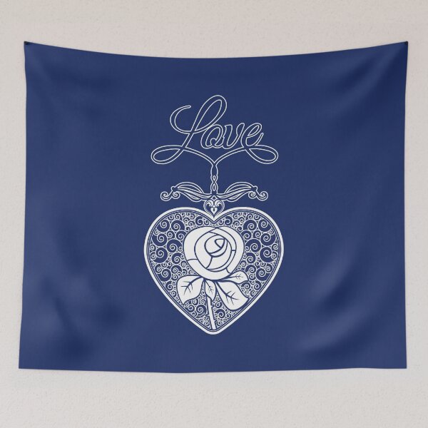 Item preview, LOVE HEART (Rose and Text) - Navy designed and sold by ifourdezign.