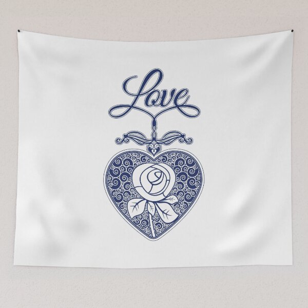 Item preview, LOVE HEART (Rose and Text) - White designed and sold by ifourdezign.