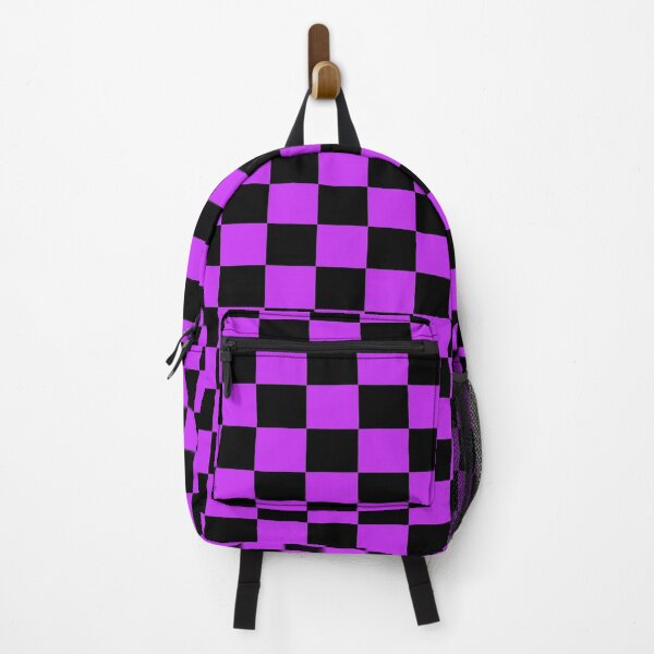 Artikelvorschau, Skateboarding karierter lila schwarzer Rucksack entworfen und verkauft von deanworld.