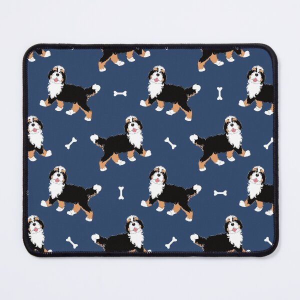 Item preview, Cute Tri Color Bernedoodle - Blue Background designed and sold by Lulupainting.