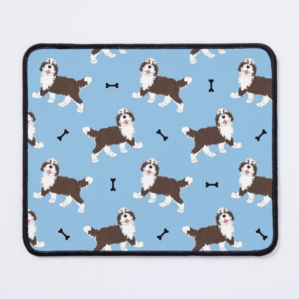 Item preview, Cute Brindle Bernedoodle - Blue Background designed and sold by Lulupainting.