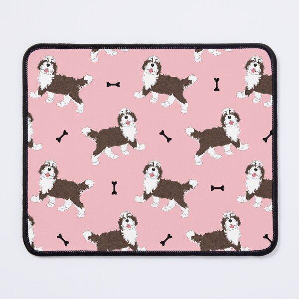 Item preview, Cute Brindle Bernedoodle - Pink Background designed and sold by Lulupainting.