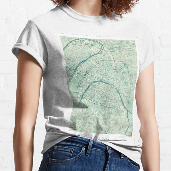 Paris Map Blue Vintage Classic T-Shirt