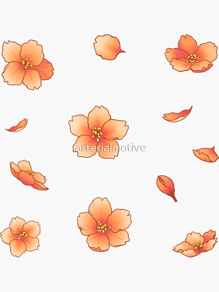 Falling Orange Sakura Cherry Blossom Sticker for Sale by arterialmotive