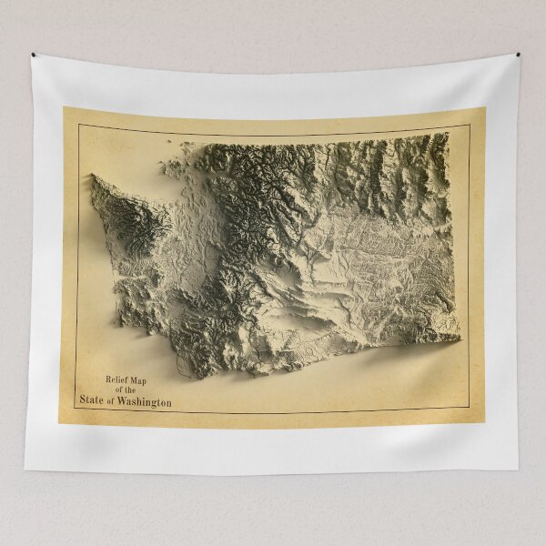 Item preview, Washington State Relief Map 3D digitally-rendered designed and sold by ThinkAboutMaps.