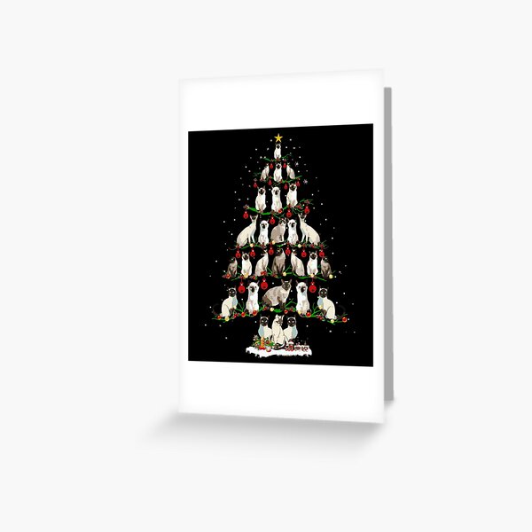Aperçu de l'œuvre Arbre de chats siamois mignon joyeux Noël cadeau d'amant de chat créée et vendue par ryannokune.