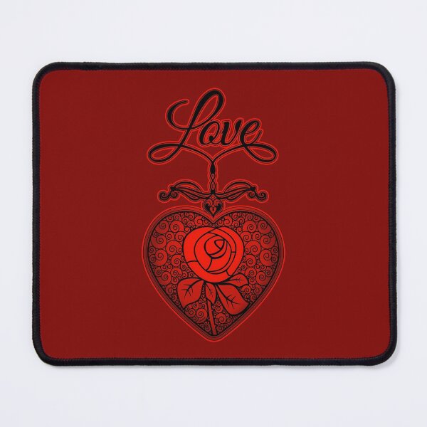 Item preview, LOVE HEART (Rose and Text) - Red/Black designed and sold by ifourdezign.