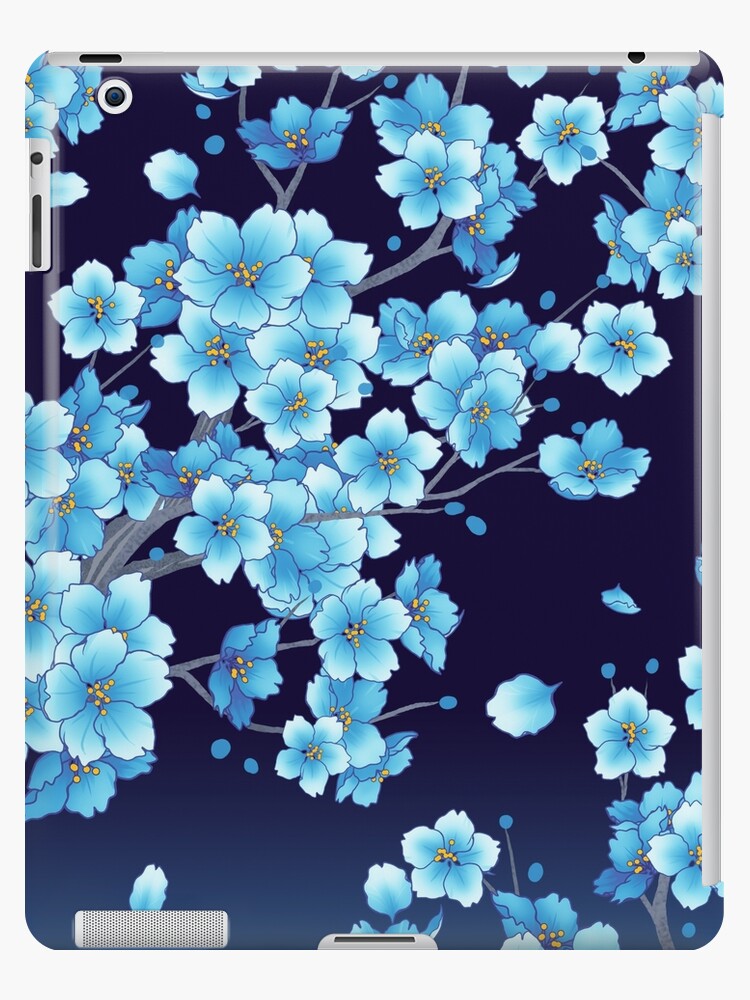 Funda y vinilo para iPad «Caída de pétalos de flor de cerezo azul Sakura»  de arterialmotive | Redbubble